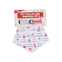 Set Collar con moño y Badana para perro - Navideño